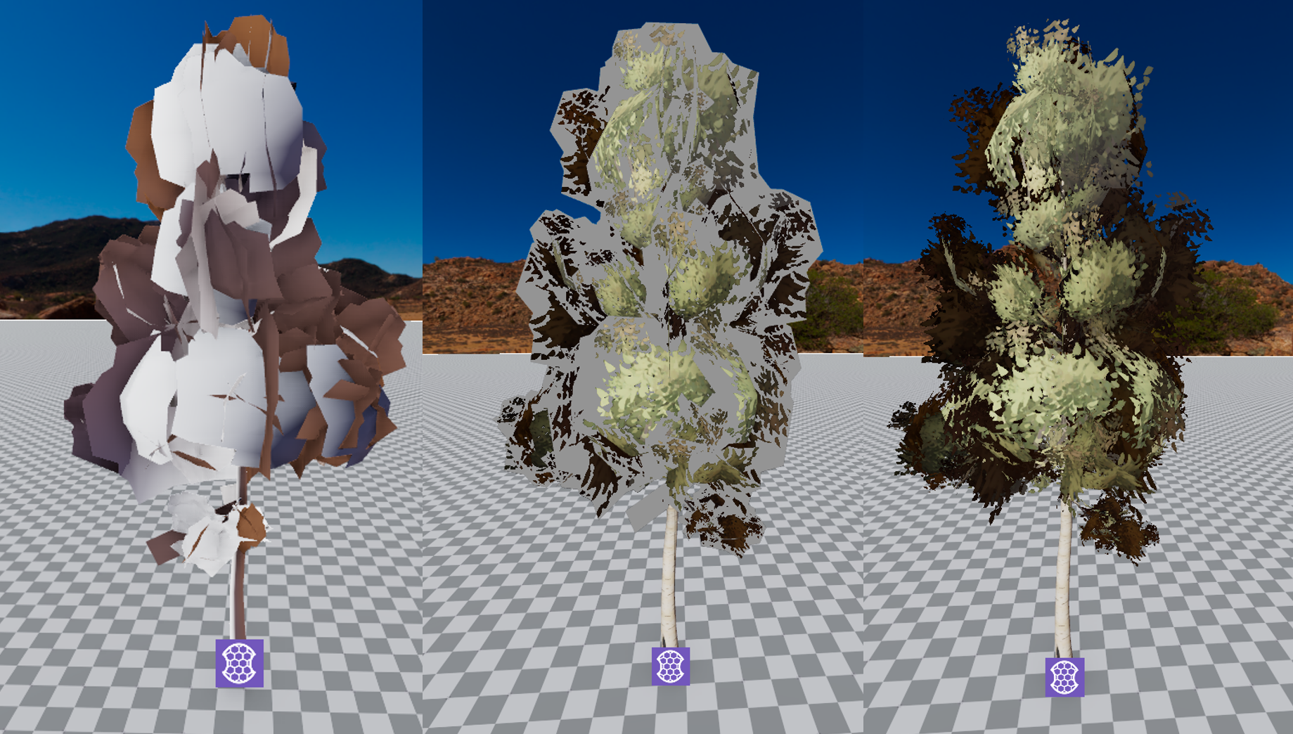The progress of making a tree.