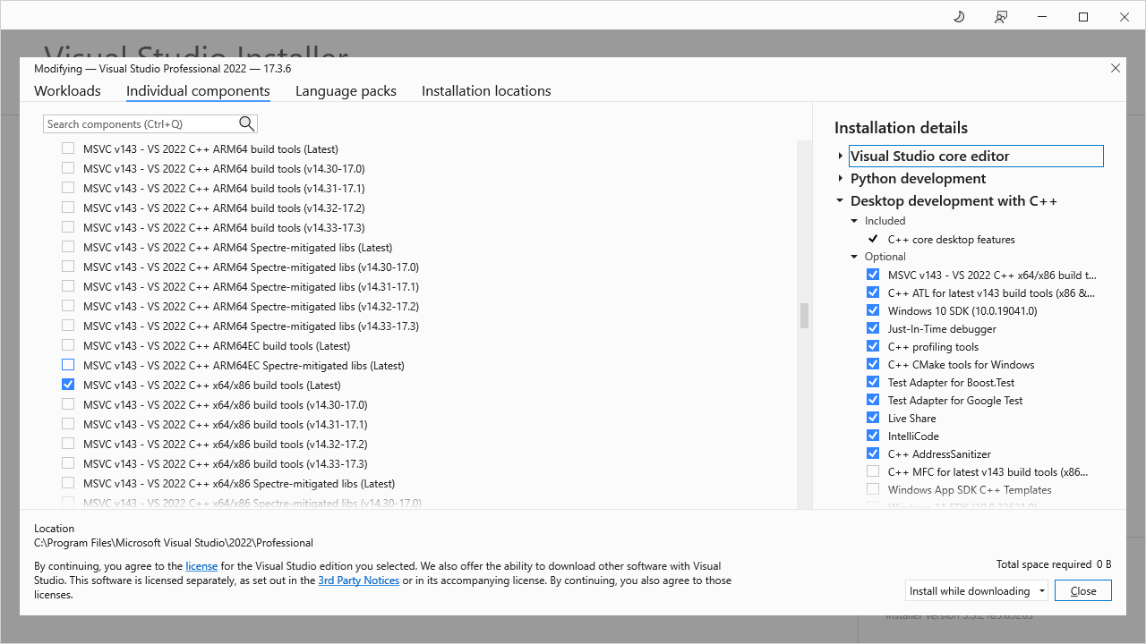 Visual Studio 2022 v143 toolset