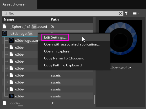 Open Scene Settings from Asset Browser.
