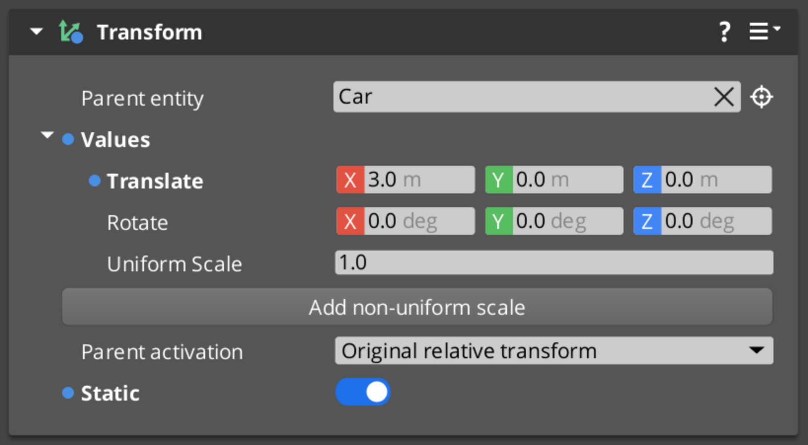 Overriding a component property.