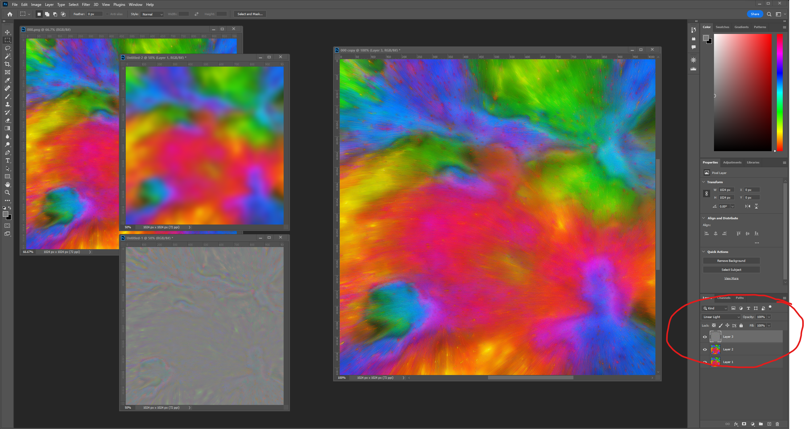 Photoshop: Set blend mode of high pass to Linear light