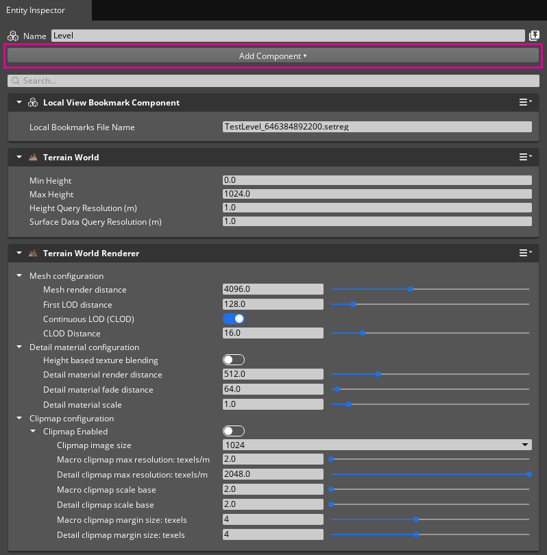 Add terrain level components.