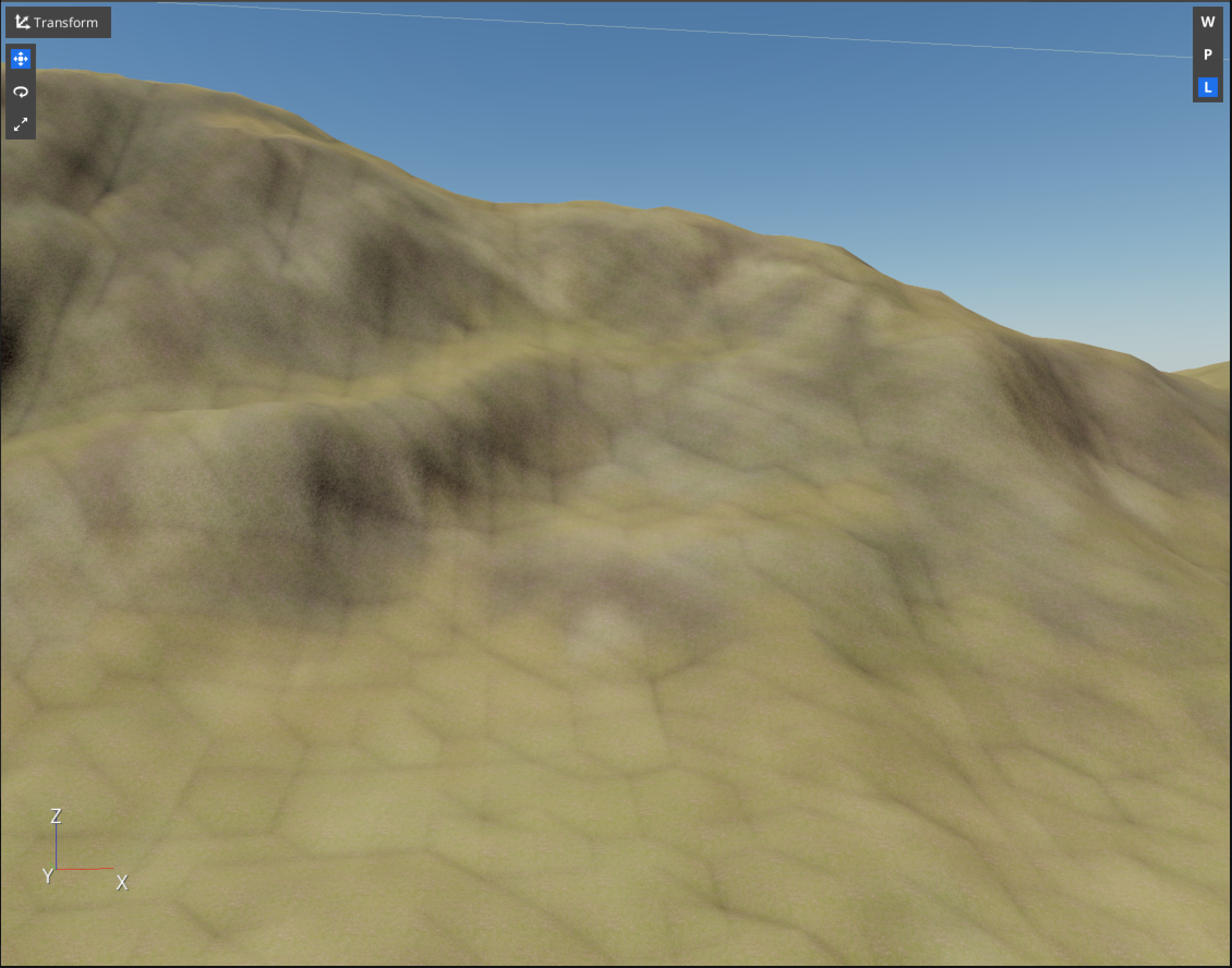 Comparison image showing the macro material plus a detail material with Lerp 0.5.