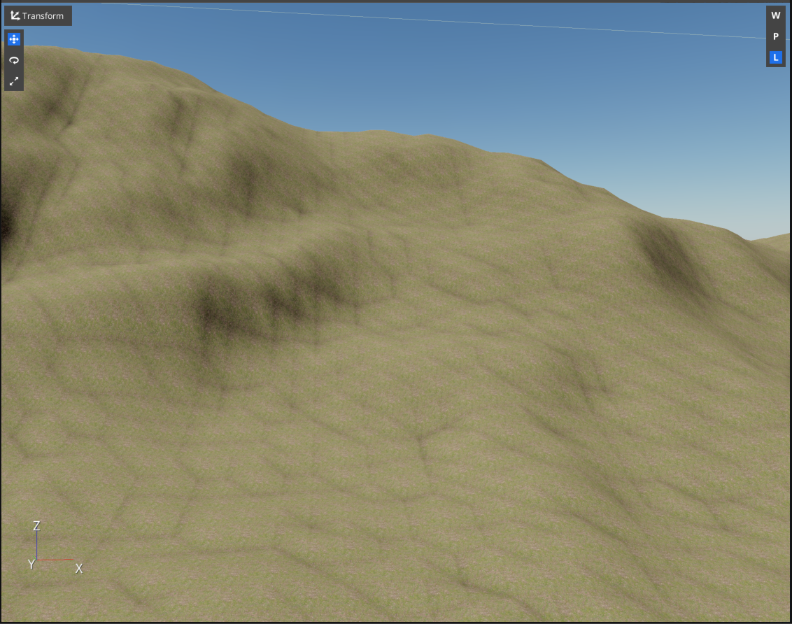 Comparison image showing the macro material plus a detail material with Lerp 0.0.
