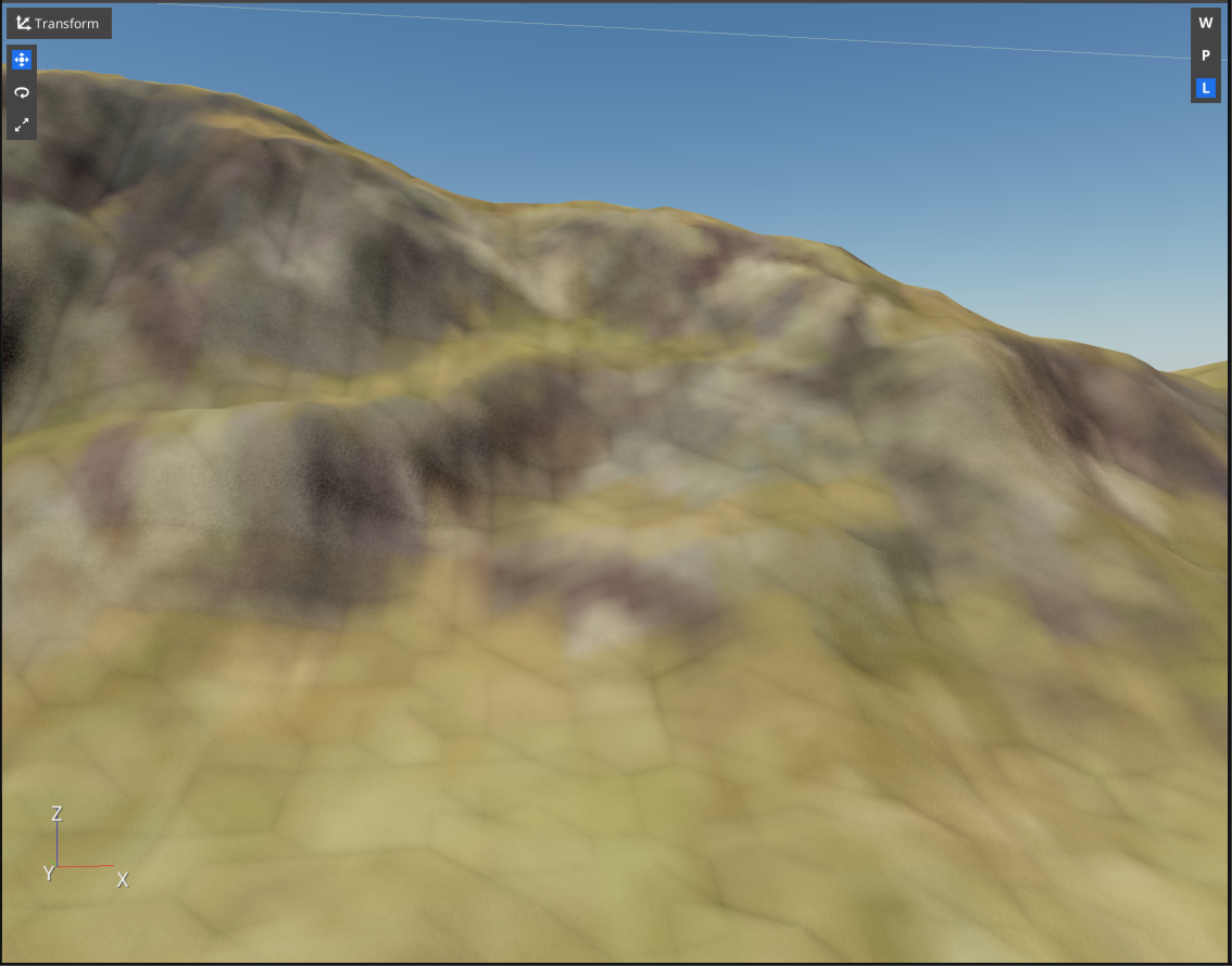 Comparison image showing the macro material plus a detail material with Lerp 1.0.