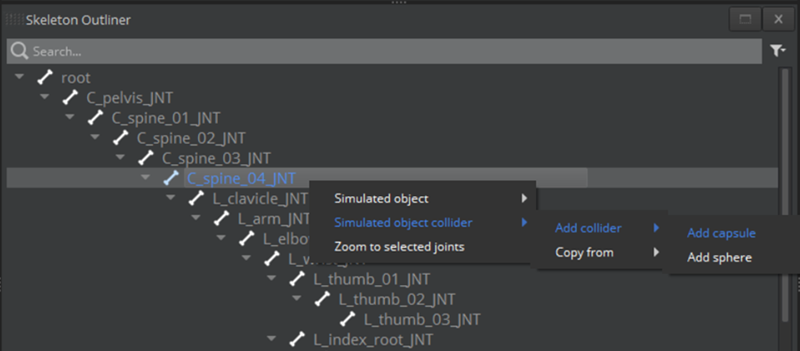 Add a capsule shape to create a collider area for your skeleton.