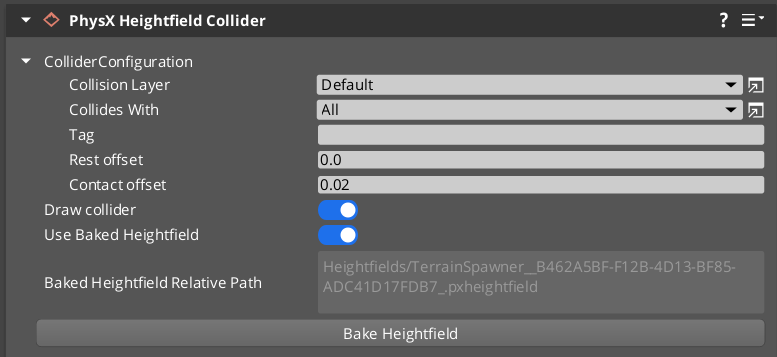 [PhysX Heightfield Collider component interface.]
