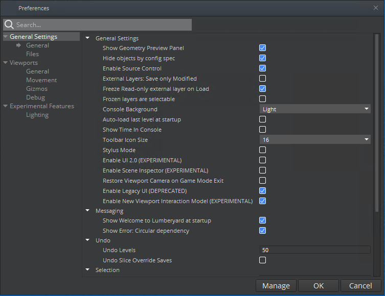 General Settings tab in the Preferences window