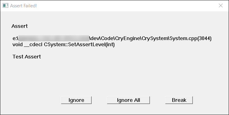 Assert dialog box